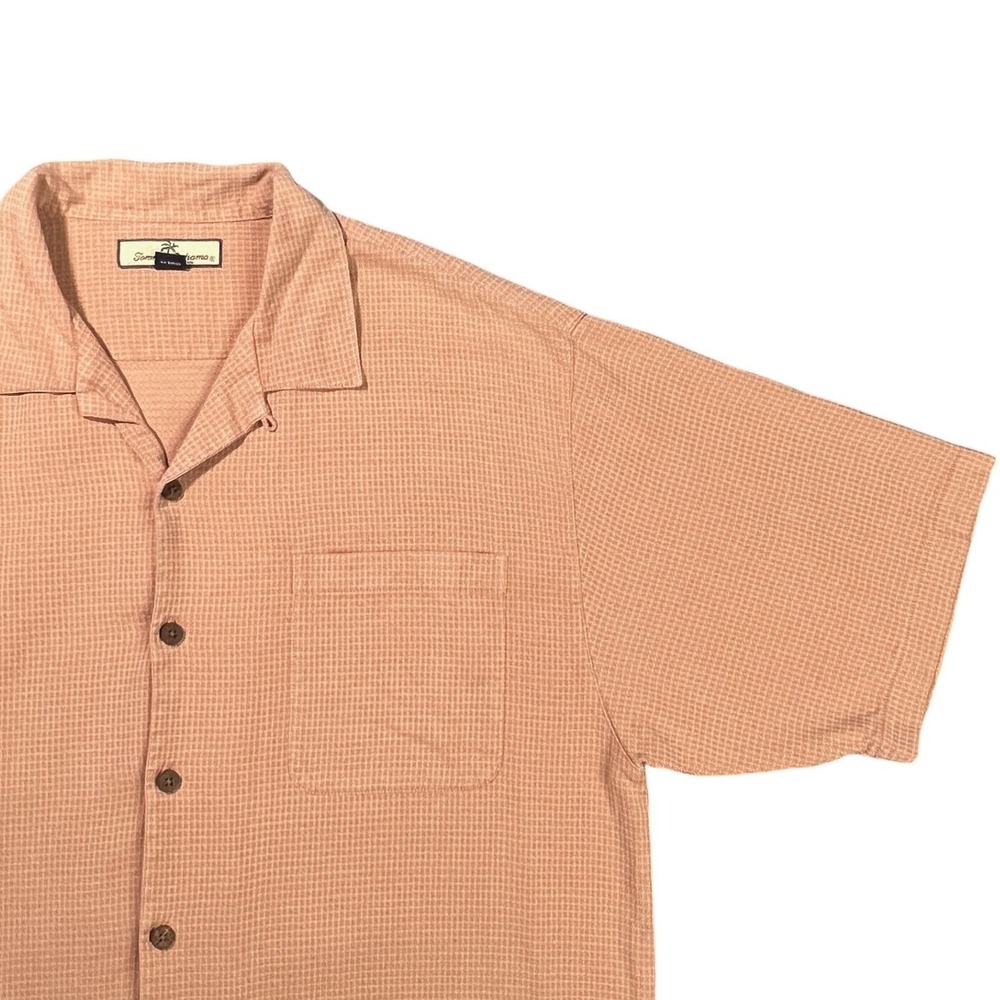 Tommy Bahama Men's XL Silk Short Sleeve Button Down Shirt Salmon Orange 21-T3806
